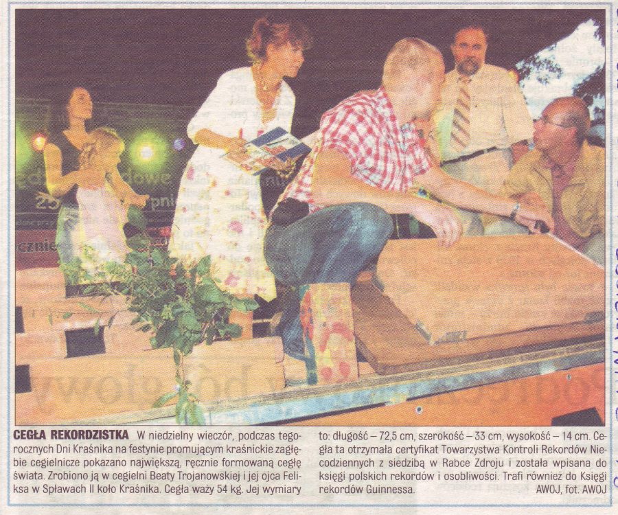 Prasa kurier lubelski 2007 największa cegła świata Cegielnia Trojanowscy