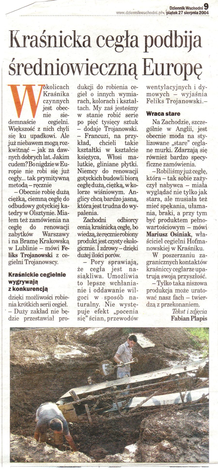 Dziennik wschodni 2004 cegła dobre parametry ceglana eksport cegła na indywidualne zamówienie