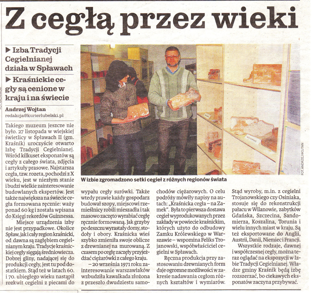 Gazeta kurier lubelski 2010 cegła tradycyjna cegła ręcznie produkowana