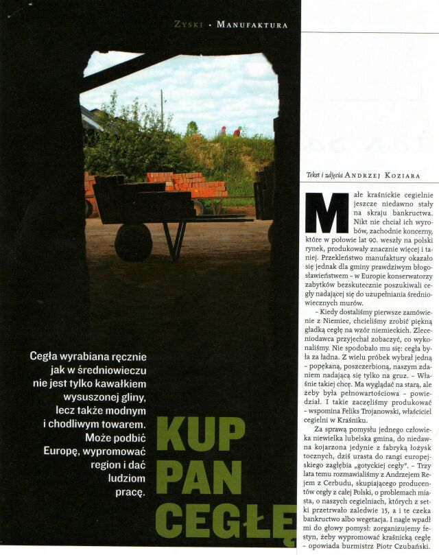 Gazeta artykuł ozon 2005 1 produkcja cegieł ręcznie formowanych do rekonstrukcji zabytków