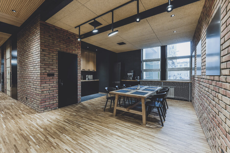 brick wall in the living room hand formed