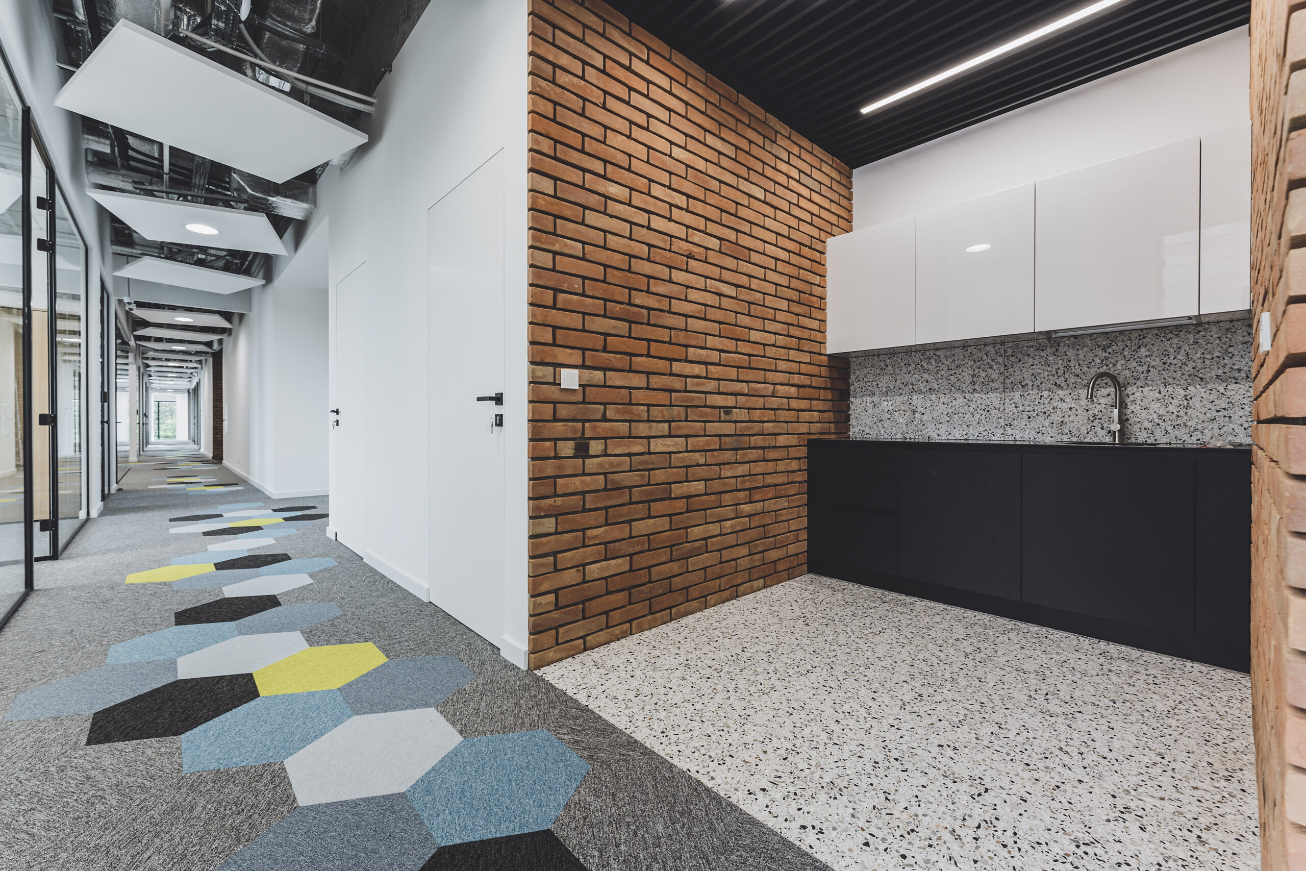 red brick in the kitchen